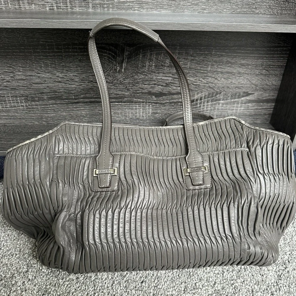 Coach Taylor‎ Gathered Leather Alexis Carryall Tote F25252 Grey Shoulder Handbag